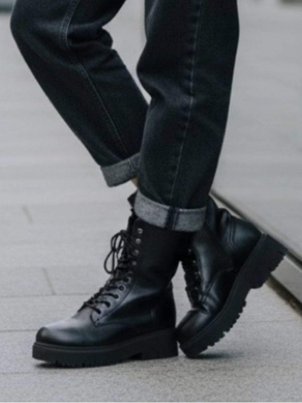 Madden Girl Maisey Black Combat Boots Side Zipper Lace-up Women's NEW Sz 7M